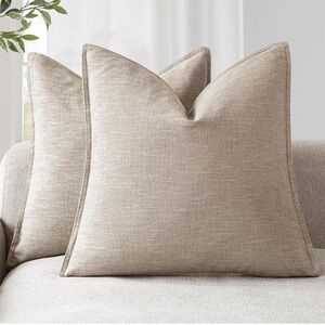 Neutral Linen-Look Accent Pillow - Taupe